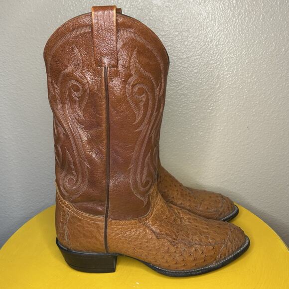 Tony Lama CZ906 Brittle Ostrich Quill Cowboy Western Mens Boots Size 10 D - Picture 1 of 16